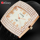 Crystal Pu Leather Watch Quartz Gogoey Wristwatch