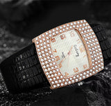 Crystal Pu Leather Watch Quartz Gogoey Wristwatch