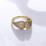 Cute leaf design setting AAA cubic Zirconia crystal stones rings