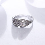 Cute leaf design setting AAA cubic Zirconia crystal stones rings