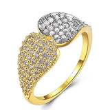 Cute leaf design setting AAA cubic Zirconia crystal stones rings