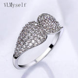 Cute leaf design setting AAA cubic Zirconia crystal stones rings