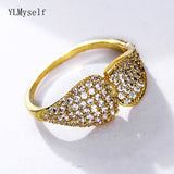 Cute leaf design setting AAA cubic Zirconia crystal stones rings