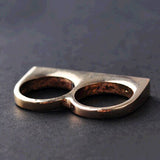 XUBCHC 2 Color Zinc Alloy Metal Gold Silver Double Ring