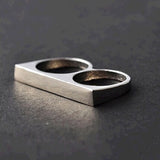 XUBCHC 2 Color Zinc Alloy Metal Gold Silver Double Ring