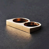 XUBCHC 2 Color Zinc Alloy Metal Gold Silver Double Ring