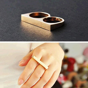 XUBCHC 2 Color Zinc Alloy Metal Gold Silver Double Ring