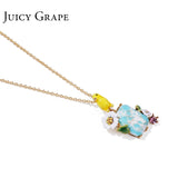 Yellow Bird Natural Stone Inlay Flower Necklace