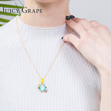 Yellow Bird Natural Stone Inlay Flower Necklace