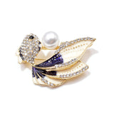 Young Tulip Rhinestone Gold Fish Enamel Animal Brooch