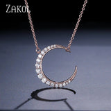 ZAKOL Delicate CZ Zircon Curved crescent moon pendant necklace