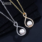 ZAKOL Elegant AAA Zircon Lucky 8-shape Water Drop Pendant Necklace