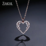 ZAKOL Fashion White Gold Cut Cubic Zircon Pendant Necklace