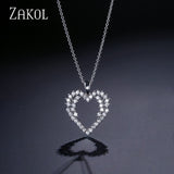 ZAKOL Fashion White Gold Cut Cubic Zircon Pendant Necklace