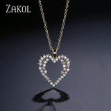 ZAKOL Fashion White Gold Cut Cubic Zircon Pendant Necklace