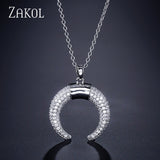 ZAKOL Cubic Zirconia Moon Pendant Necklaces