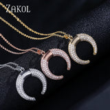 ZAKOL Cubic Zirconia Moon Pendant Necklaces