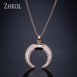 ZAKOL Cubic Zirconia Moon Pendant Necklaces