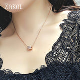 ZAKOL Exquisite Cubic Zircon Crystal Circle Pendant Necklace