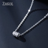 ZAKOL Exquisite Cubic Zircon Crystal Circle Pendant Necklace