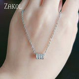 ZAKOL Exquisite Cubic Zircon Crystal Circle Pendant Necklace