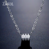 ZAKOL Exquisite Cubic Zircon Crystal Circle Pendant Necklace