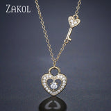 ZAKOL Romantic Cubic Zirconia Heart Shaped Pendant Necklace