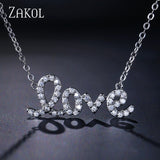 ZAKOL Top Quality Zirconia Love Heart Chain Necklace Pendant