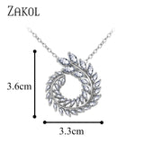 ZAKOL Trendy 3 Color Wicker Shape Clear AAA+ Zirconia Pendants Necklaces