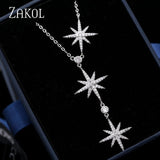 ZAKOL Cubic Zirconia Stars Sweet Romantic Simple Pendant Necklace