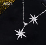 ZAKOL Cubic Zirconia Stars Sweet Romantic Simple Pendant Necklace