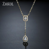 ZAKOLSimple square drop-shaped zirconia pendant Charm necklace