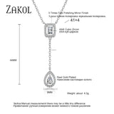 ZAKOLSimple square drop-shaped zirconia pendant Charm necklace