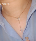 ZAKOLSimple square drop-shaped zirconia pendant Charm necklace