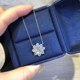 S925 Sterling Silver Material Exquisite luxury full  fire flower necklace