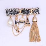 Vintage Styles Enameled and Tassel Brooch Pins Set