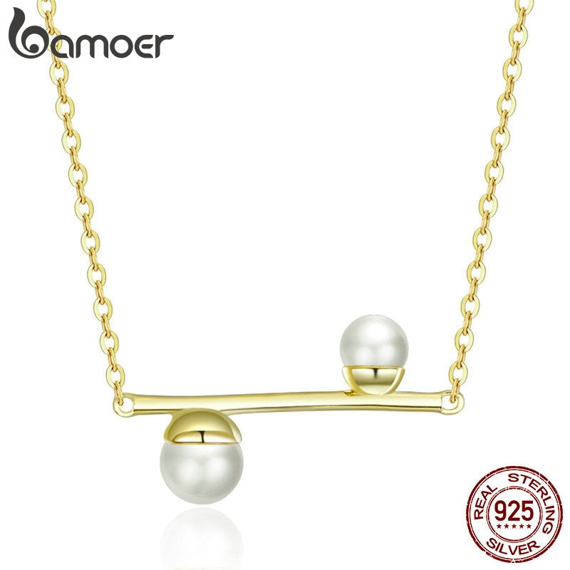 bamoer Geometric Pearl Minimalist Choker Necklace