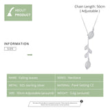 bamoer Leaf Necklace Authentic 925 Sterling Silver Clear Y-shape Link Necklaces