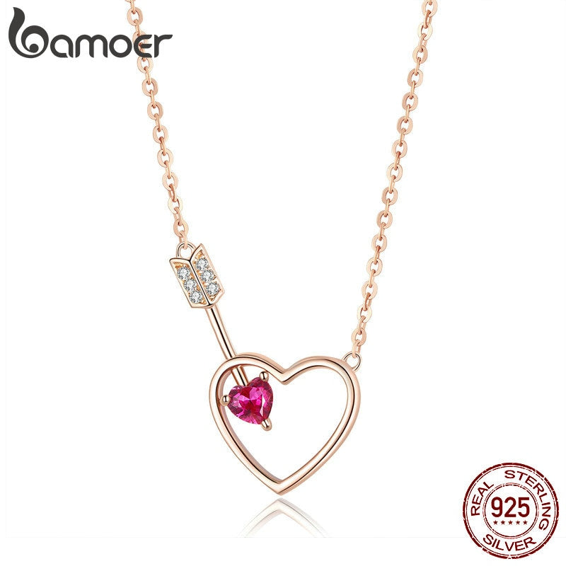 bamoer Rose Gold Lover Arrow Heart-shape Love Choker Necklaces