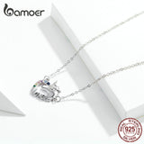 bamoer Lucky Licorne Heart Short Necklace Choker