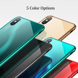 iPhone X XR Xs Max 7 8 Plus Case, Ultra Slim Protective Case with Metal Frame Tempered Glass Back for iPhone X XS XR