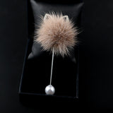 Coat Corsage Long Needle Brooch Cute Mink Hair Ball Rabbit Ear Boutonniere
