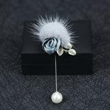 Mink Fur Women Luxury Flower Brooch