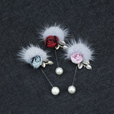 Mink Fur Women Luxury Flower Brooch