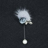 Mink Fur Women Luxury Flower Brooch