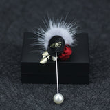 Mink Fur Women Luxury Flower Brooch