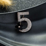 Number 5 Full Crystal Rhinestone Brooch Pins