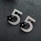 Number 5 Full Crystal Rhinestone Brooch Pins