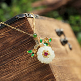 plated cloisonne natural hetian plum blossom pendant