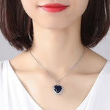 wholesale Titanic Heart of Ocean blue heart love forever pendant Necklace + velvet bag